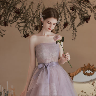 Vestido Largo Escotado en Púrpura para Mujer - Image 9