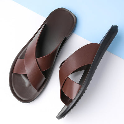 Pantuflas Casuales de Cuero para Hombre - Comodidad de Verano - Image 9