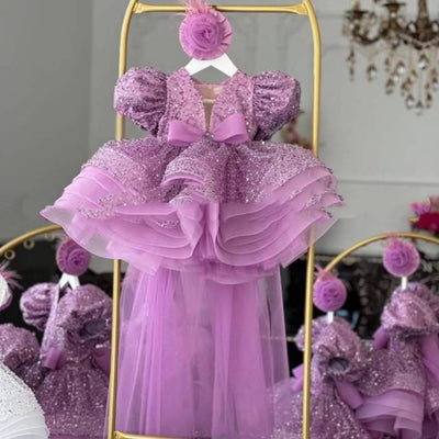 Falda Tutú Corta Lentejuelas Morada para Niñas - Image 6