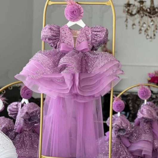Falda Tutú Corta Lentejuelas Morada para Niñas - Image 6