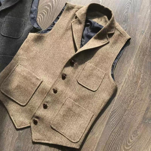 Chaleco de Caza Retro Khaki con Múltiples Bolsillos para Hombre - Image 18