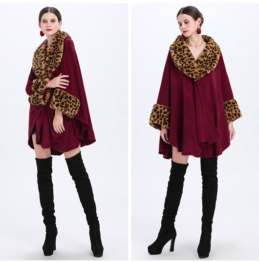 Capa Suelta Elegante con Cuello de Piel de Zorro para Mujer Talla Grande - Image 12