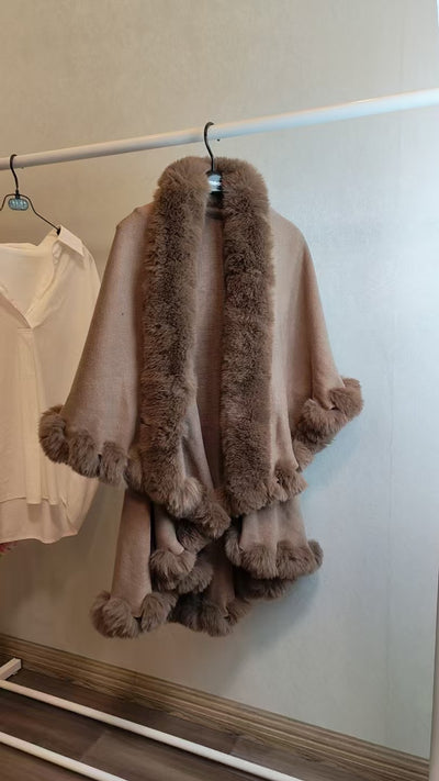 Capa Tejida Gruesa con Cuello de Pelaje para Otoño-Invierno - Image 14
