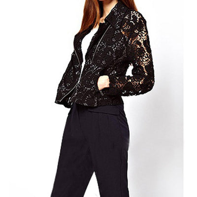 Cardigan de Encaje Calado Corto Versátil para Mujer - Image 5