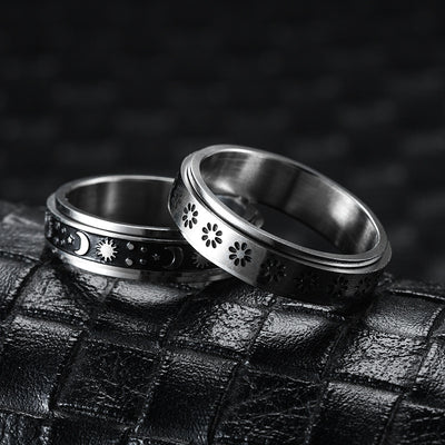 Anillo Giratorio de Acero Inoxidable con Luna y Estrellas para Aliviar Ansiedad - Image 8