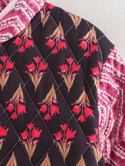 Chaqueta de Algodón Estampada con Costuras Combinadas - Corte Holgado y Casual - Image 17