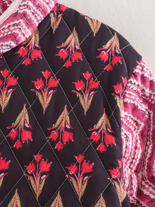 Chaqueta de Algodón Estampada con Costuras Combinadas - Corte Holgado y Casual - Image 17