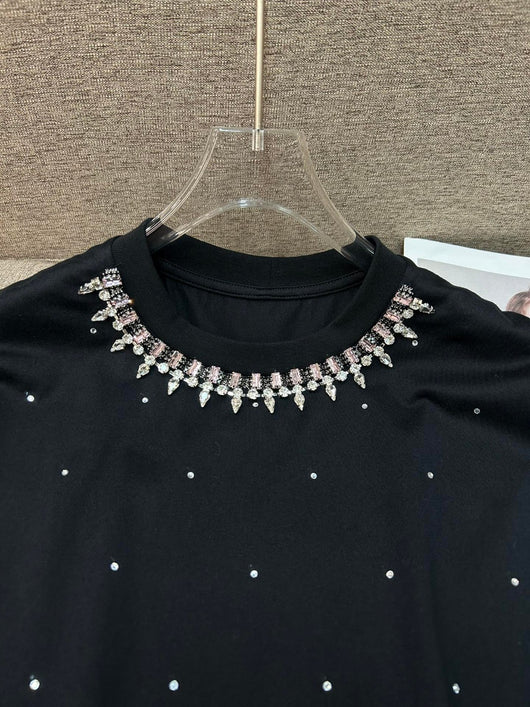 Playera Cuello Redondo con Diamantes de Cristal Completo Manga Corta - Image 12