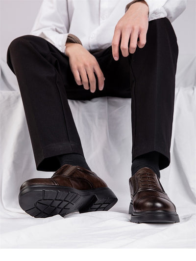 Zapatos Casuales de Cuero Genuino para Hombre con Suela Blanda Elevada - Image 11