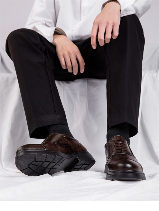 Zapatos Casuales de Cuero Genuino para Hombre con Suela Blanda Elevada - Image 11