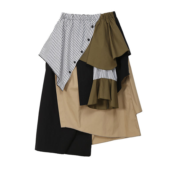Blusa Asimétrica de Patchwork Estilo Coreano para Verano