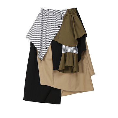 Blusa Asimétrica de Patchwork Estilo Coreano para Verano
