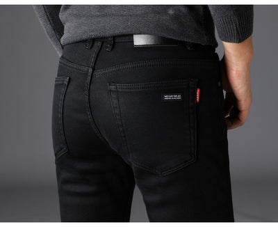 Pantalones Vaqueros Negros Slim Fit Elásticos para Hombre - Estilo Coreano Moderno - Image 12