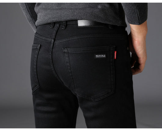 Pantalones Vaqueros Negros Slim Fit Elásticos para Hombre - Estilo Coreano Moderno - Image 12