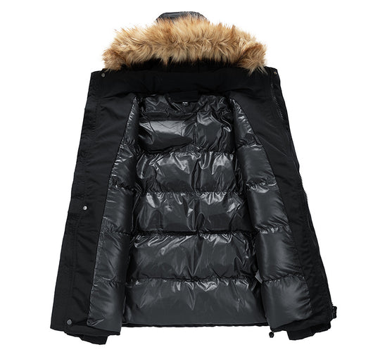Abrigo Grueso para Hombre con Cuello de Piel - Otoño e Invierno - Image 5