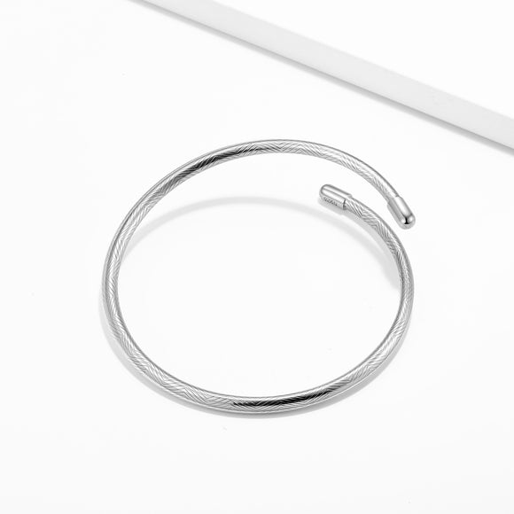 Pulsera de Plata Esterlina 925 Diseño de Rayas 3mm