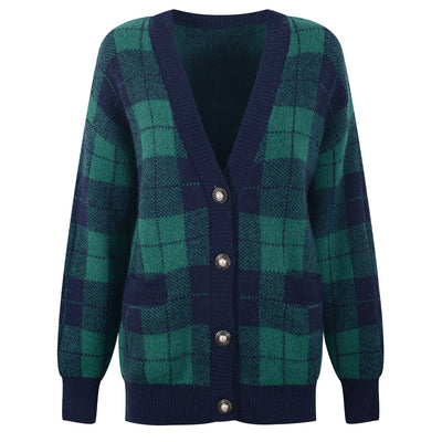 Cardigan de Mohair a Cuadros Verdes - Tejido Trendy para Mujer - Image 4