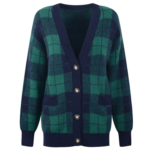 Cardigan de Mohair a Cuadros Verdes - Tejido Trendy para Mujer - Image 4