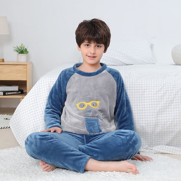 Pijama Infantil Otoño Invierno Cuello Redondo con Diseños Animados