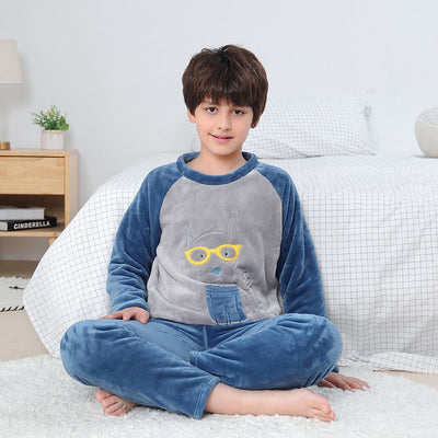 Pijama Infantil Otoño Invierno Cuello Redondo con Diseños Animados