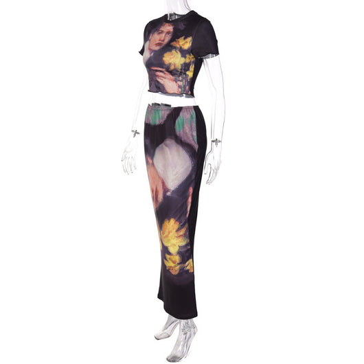 Vestido Camiseta Estampado Cuello Redondo Manga Corta para Mujer - Image 15