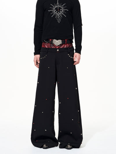 Conjunto Chaqueta y Pantalón Efecto Cuero Negro con Tachuelas - Image 9