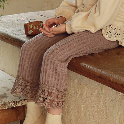 Pantalones Anchos con Encaje y Rayas - Image 3