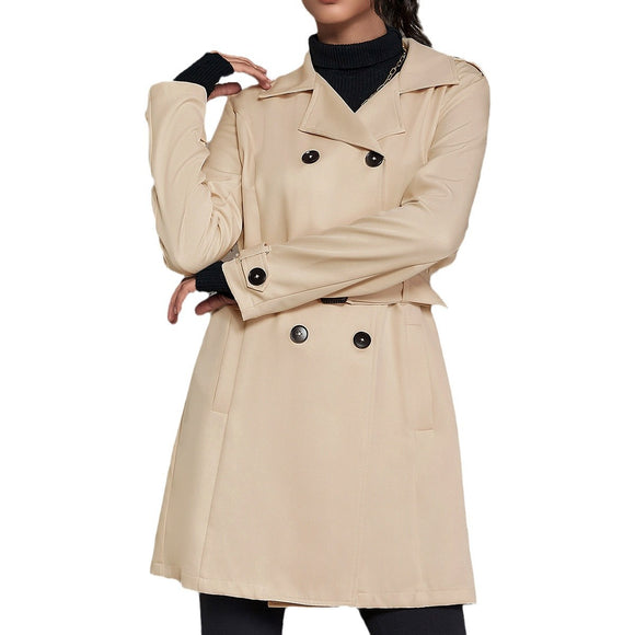 Abrigo Tipo Trench Coat Británico Largo para Mujer