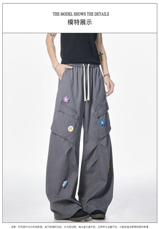 Pantalones de Trabajo Retro Multi-bolsillos Corte Recto Unisex - Image 20