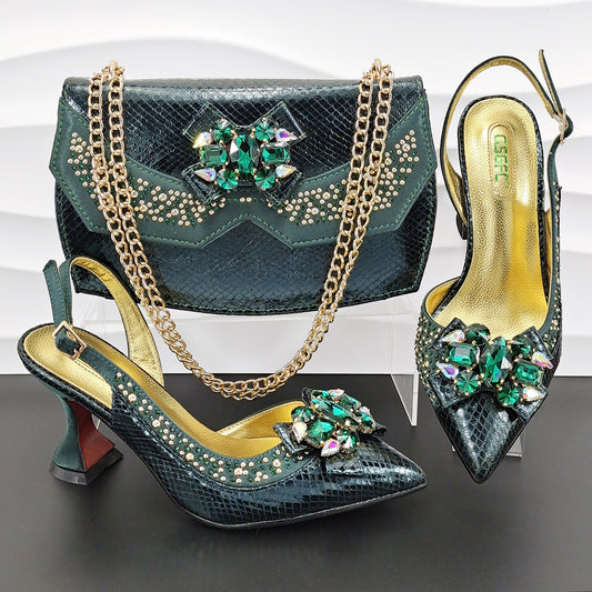 Conjunto de Tacones Altos de 9cm con Bolso de Mano para Eventos