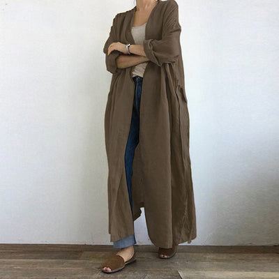 Gabardina Larga Casual de Manga Larga para Mujer - Image 3