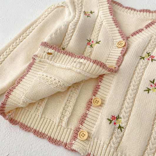 Cardigan Tejido para Niña con Bordado Floral Delicado - Image 4
