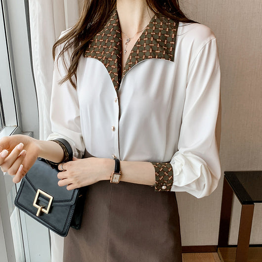 Blusa Retro Estilo Hong Kong - Camisa Manga Larga Versátil y Elegante