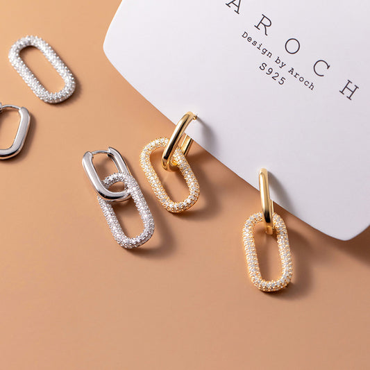Aretes Geométricos de Diamantes - Diseño Elipse Moderna - Image 2