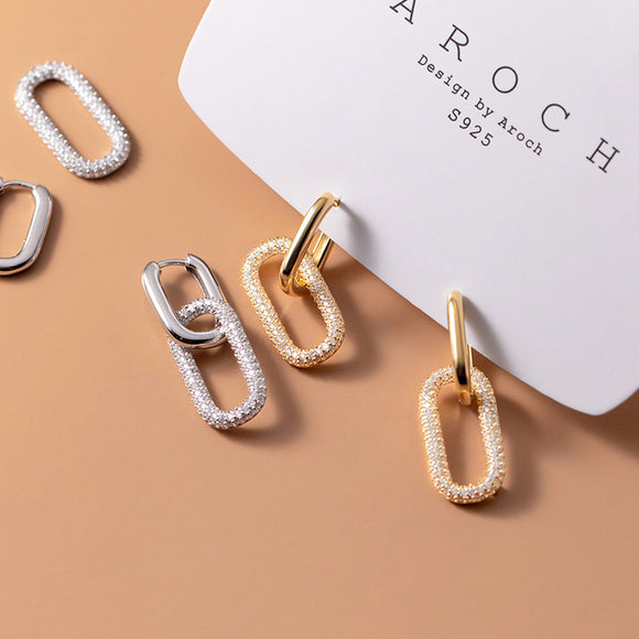 Aretes Geométricos de Diamantes - Diseño Elipse Moderna