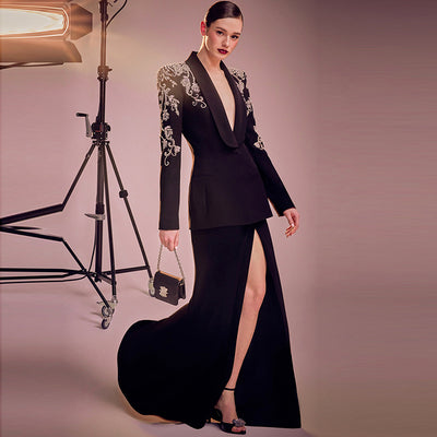 Blazer Elegante para Mujer con Detalles de Diamantes - Image 11