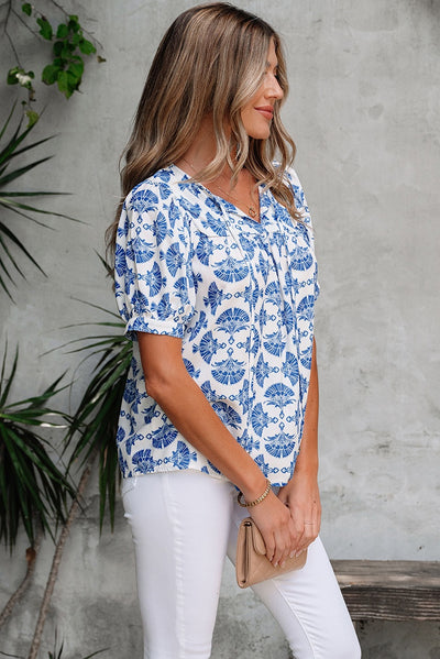 Blusa Chiffon Estampado Abstracto Versátil Europeo Americano - Image 11