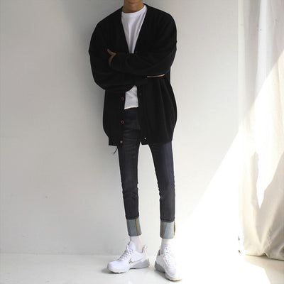 Chaqueta Suéter Hombre Cuello V Tejida Suelta y Cómoda - Image 6