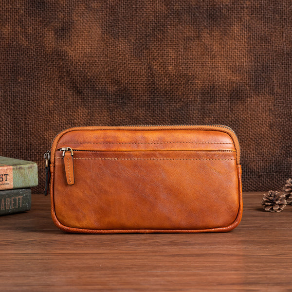 Billetera Vertical de Cuero Genuino Primera Capa Diseño Cuadrado para Hombre