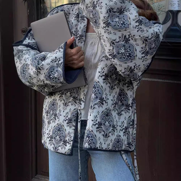 Chaqueta Estampada con Cordones para Mujer