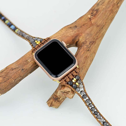 Pulsera Envolvente de 5 Capas Ónix Desgastado con Correa Trenzada Boho - Image 9