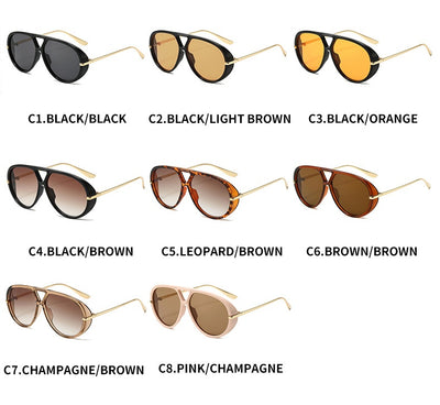 Retro aviator sunglasses with bright black frames, vibrant orange lenses, and sleek gold-colored metal temples. - Image 20