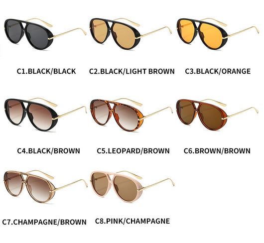 Retro aviator sunglasses with bright black frames, vibrant orange lenses, and sleek gold-colored metal temples. - Image 20
