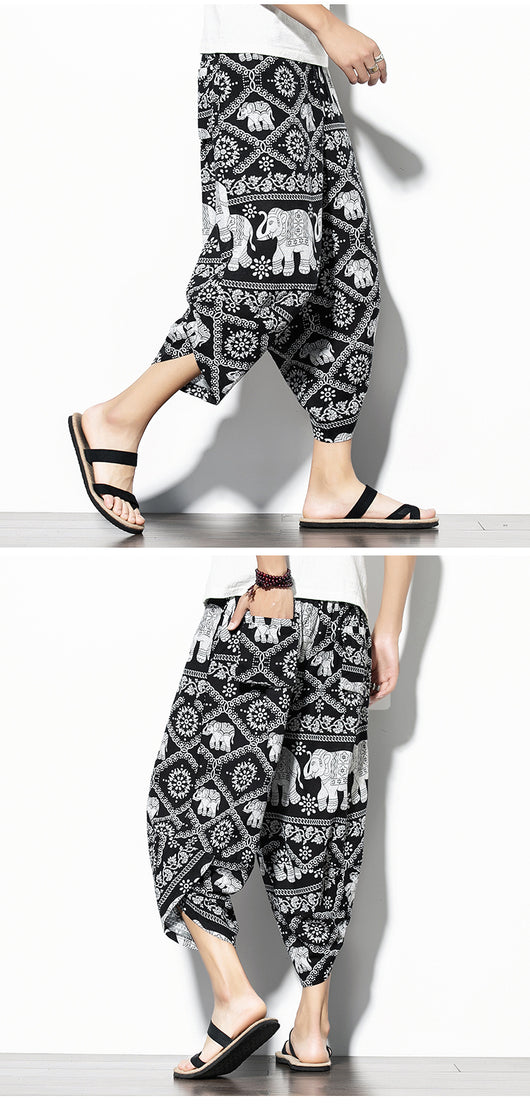 Pantalones Baggy de Algodón y Lino con Estampado - Corte Suelto y Cómodo - Image 26