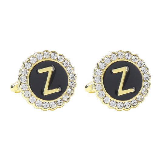 Gemelos Franceses de Diamante Redondo con 26 Letras para Hombre - Image 31