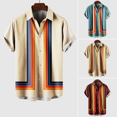 Camisa Suelta Estampada de Manga Corta para Hombre - Image 14