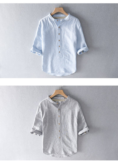 Camisa Suelta de Solapa Ancha para Hombre - Comodidad Estival - Image 8
