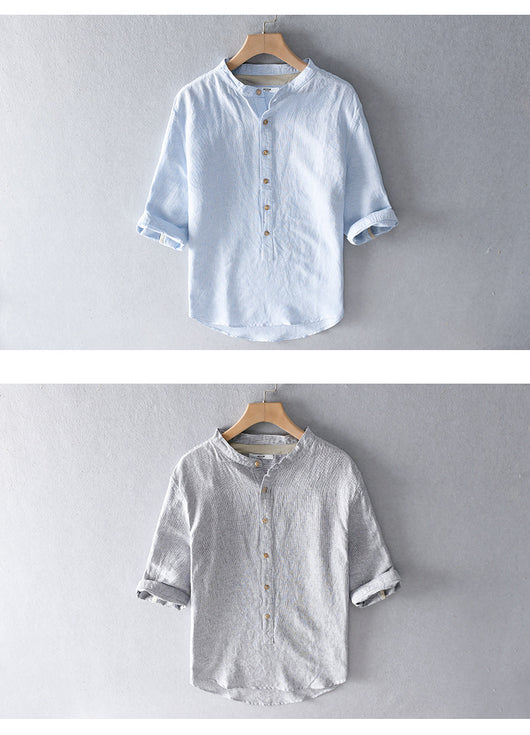 Camisa Suelta de Solapa Ancha para Hombre - Comodidad Estival - Image 8