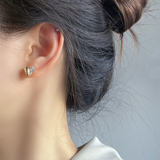 Aretes de Plata Asimétricos Diseño Amor Francés Elegancia Moderna - Image 12