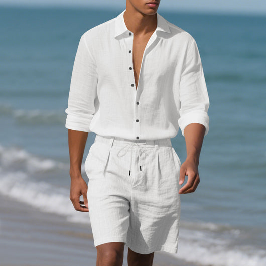 Conjunto de Playa: Camisa Manga Larga y Shorts Casuales - Image 42
